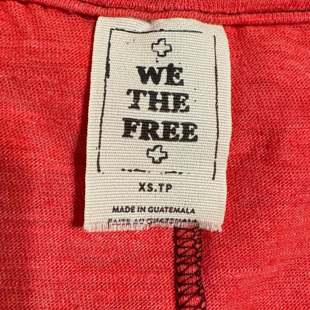FREE PEOPLE We The Free Red My Boyfriend's Tee Cropped Oversized - Picture 4 of 7